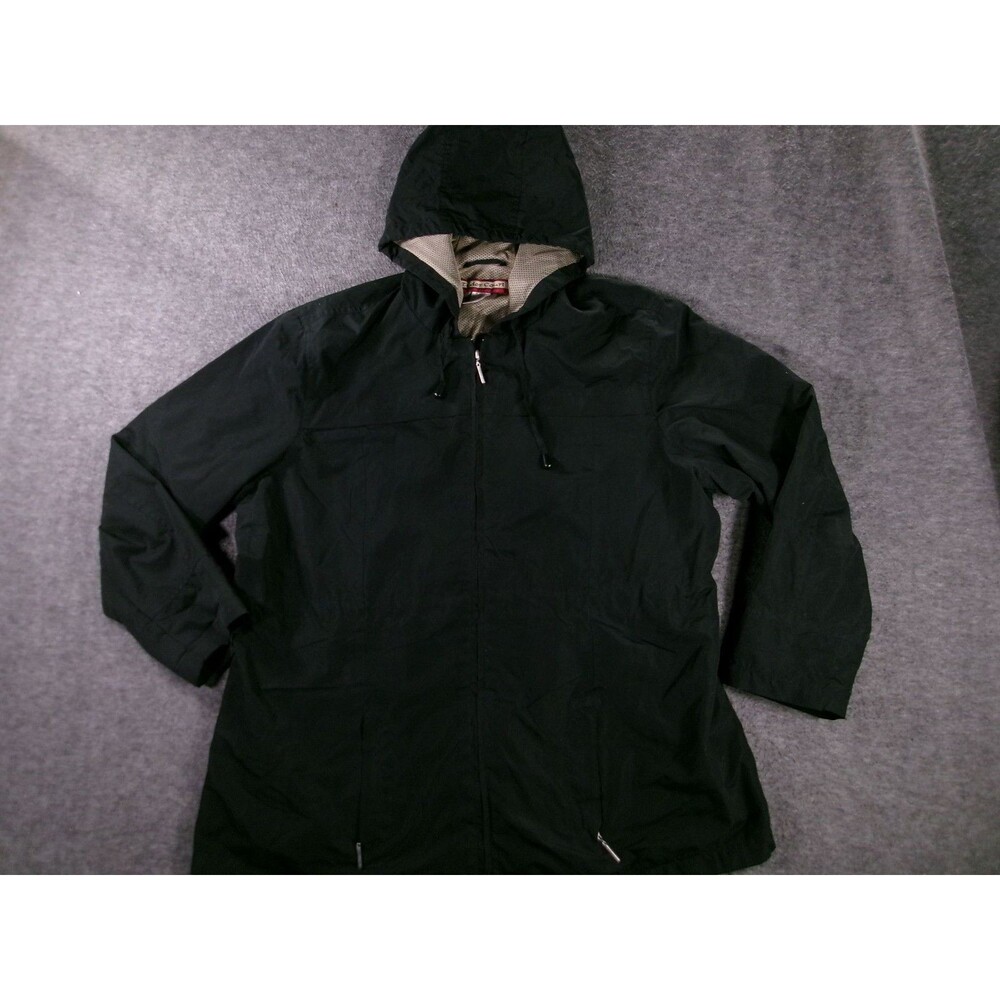 Tudor Court Jacket Mens XL Black Hooded Zip Front Lightweight Anorak Mesh Lined